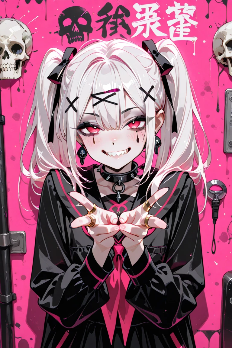 Anime girl with blood on her face and wearing black clothes, gapmoe Yandere grimdark, Yandere, gapmoe Yandere, Danganronpa digital art, Yandere. expensive, junko enoshima, portrait gapmoe Yandere grimdark, Junko Enoshima from Danganronpa, akane owari danganronpa, Killer - Girl
