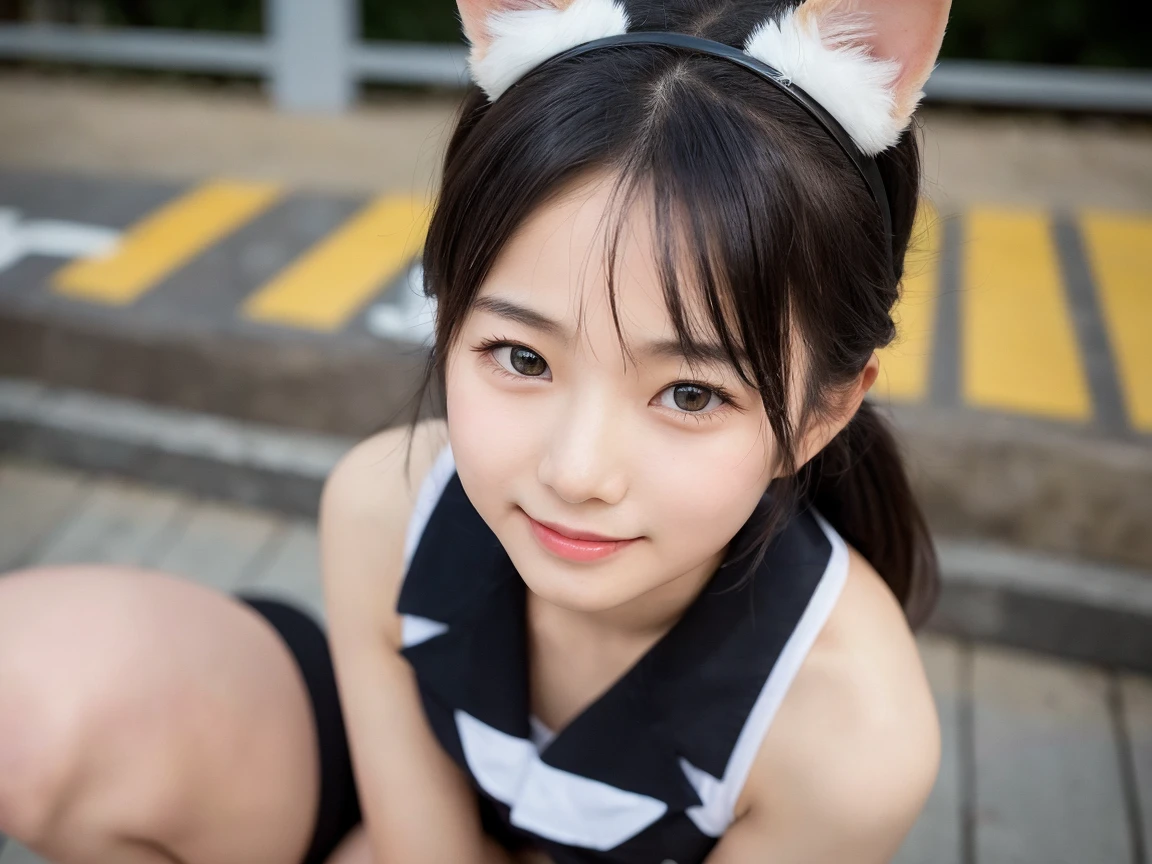 Cat-eared girl gets fucked by a fat guy
