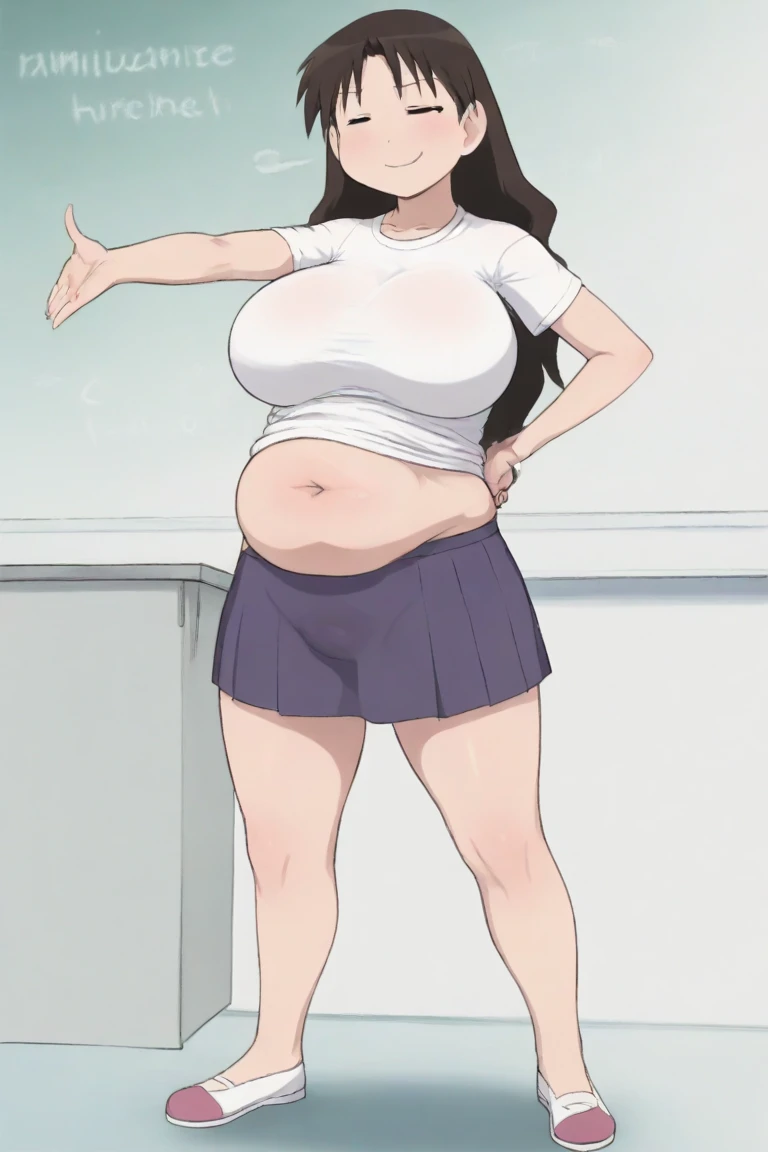 ((Masterpiece)), perfect anatomy, perfect shading, field of depth, (best quality), extremely delicate and beautiful, perfect lighting, detailed face, ultra cute face, cute, (cowboy shot 1.2), looking at viewer, full body, (((1girl))), (((solo))), cheerleader
long hair, fluffy hair, brown hair, green eyes, ((blush))), embarrassed, worried, (cheerleader uniform), (white tank top 1.2), (short section red skirt 1.2), thigh highs, chocker, extremely tight clothes, large breasts, cleavage, perky breasts, (((wide hips))), ((thick thighs)), ((big butt)), ((plump)), chubby belly, fat rolls, belly hang, she has a jiggly belly,
Locker room, intricate background, detailed background, sweaty, out of breath, hands on hip