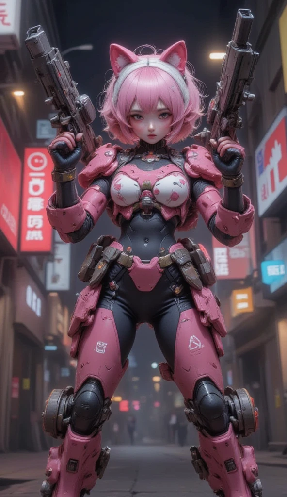 Pink hair, surrealism, cyber punk perssonage, 8K, Super detail,in mecha style