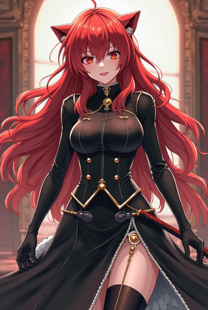 My sweet vampire (17 years old, thin, black and red hair) lies on his crypt, joy, colmillos, purple eyes, purple hanfu, elegant,