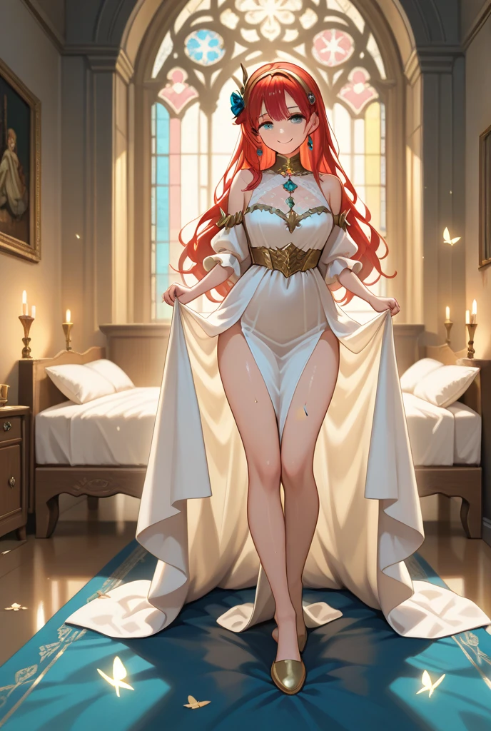 Mayano Top Gun（Horse Girl）、masterpiece、Highest quality、Full body drawing、Laughter、Ultra-fine Illustration、very cute and beautiful girl、Very exquisite beautiful face and eyes、dark and delicate eyes、Beautiful Eyes、Beautiful Hair、Exquisite and luxurious costumes、alone, 1 girl、Dynamic Angle、Full Shot、Wide Shot、tall、slender、Big Tits、Firm bust、Big Ass、Attractive thighs