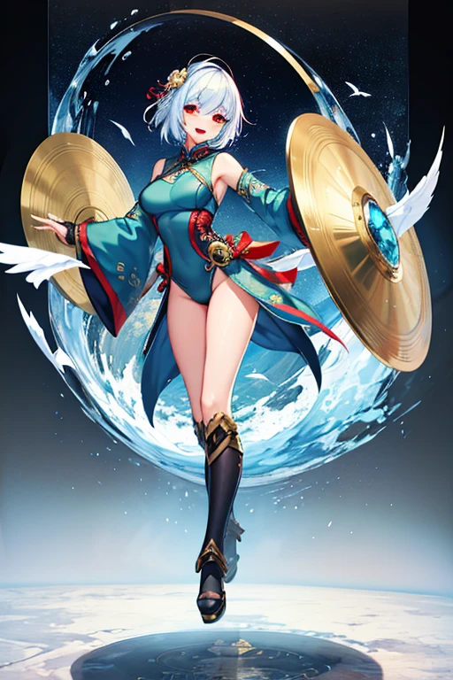 ・((Original Characters)): (Street Fighter series icons、ChunLi)
・((Volume Lighting)): (Muscle prominence々Paws stand out beautifully in the light、The texture of the white boots also stands out)
・((Best Shadows)): (Muscle gaps、Pigtails in the hair、Subtle shadows reflected in a gold bracelet)
・((Shallow depth of field)): (Centered on her、Background cityscapes and enemies provide a hazy background)
・((portlate)): (Passion and a sense of justice burn in the eyes、Fine wrinkles at the corners of the eyes、Beautifully formed eyebrows)
・((hair style)): (Pure black hair color、Finely drawn hair。Pigtails tied with white hair flutter in motion)
・((makeups)): (Complement the eyes with solid eyeliner、Thin eyelashes are beautifully drawn one by one...)
・((garments)): (Traditional cheongsam fine stitching and fabric wrinkles、unique patterns、White boots leather texture and wrinkles)
・((Background with)): (Neon lights in the city where Chun-Li fights、Bustle of downtown、Traditional decoration and equipment of the dojo)
・((accessorized)): (Piercing her ear、Gold bracelet details and arm texture)
・((the pose)): (Maintains balance even with kicking movements、Combining suppleness and strength)
・((Fingertip expression)): (Beautifully trimmed nails、tightly clenched fist muscles and knuckle movements,)
・((Number of fingers)): (Each finger is beautifully drawn、A total of 10 fingers move beautifully)
・((Quality and detailed evaluation)): (Very high details that coexist with the charm and strength unique to Chun-Li:1.25)
・((Character type)): (独奏:1.3)
・((Overall impression)): (Fighter with fortitude and grace、An impression that combines beauty and strength)