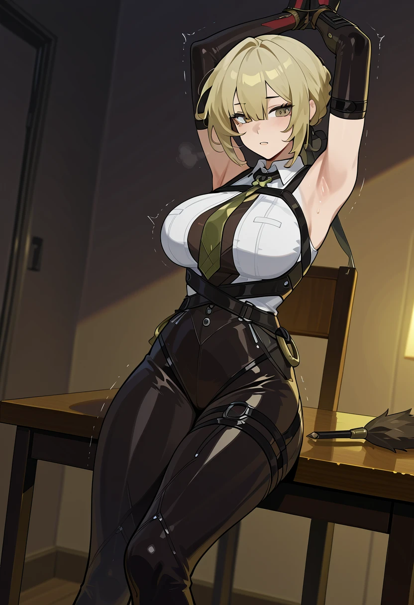 (4K, 8k, 32k, Ultra HD、so beautiful、masterpiece,highest quality,1 female),ninja costume, dolphin shorts,Blonde Hair, Green Eyes,Crown,((blush, steam, sweat)), Mature woman, tall girl, slender body, A girl came to buy condoms, A white cash register in front of the girl, A box of condoms on the desk, Lined up at the cash register A girl waiting at the store, (standing shyly: 1.2, blushing and bow), ((big breasts)),Accurate human body, knowledgeable people, correct five fingers
