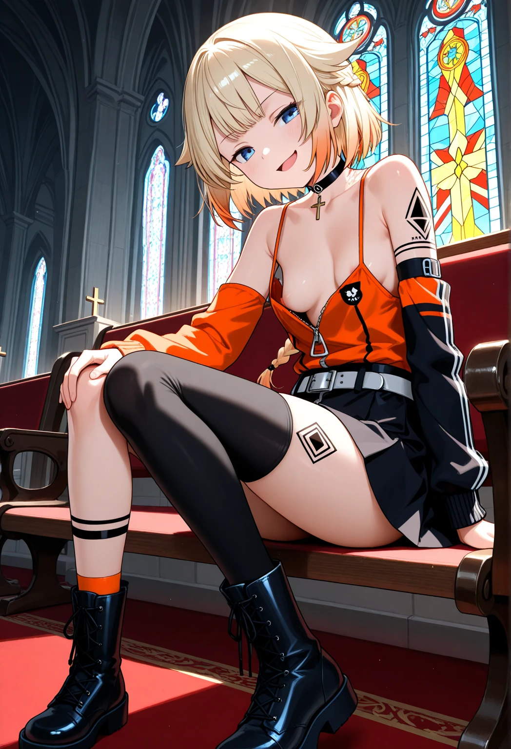 1girl, 18 year old female, Mysterious Heroine X Alter, Fate Grand/Order, anime style, ultra realistic, high detail, sexy pose, sexy, beautiful, exposed skin, slender, skinny, exposed breast, large breast, nipples, exposed nipples, nude, nudity, absurdres, high res, ultrasharp, 8K, UHD, retina, masterpiece, accurate, anatomically correct, perfect ???????, textured skin, super detail, high details, high quality, award winning, best quality, high res, looking at viewer, detailed eyes, four fingers and one thumb per hand, perfect hands, perfect finger, two arms only, no clothes, revealing, platinum blonde hair, yellow eyes