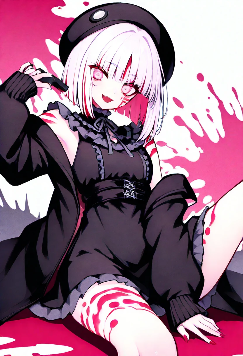 White hair, big, big butt, blood red eyes, evil, a little sexy.best quality, expressive eyes,  1girl , cat girl , full body , vampire Wing --auto --s2