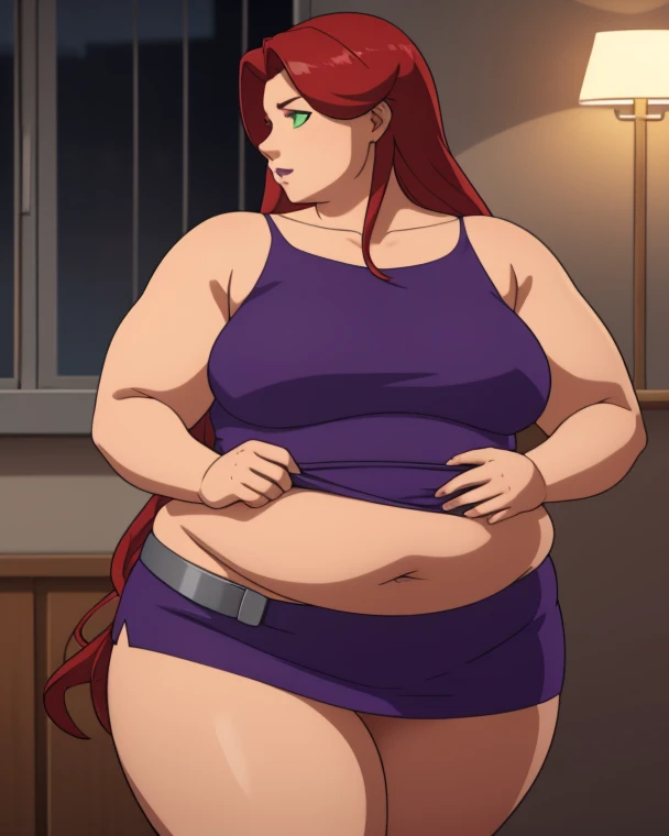 Le personnage Makima de la série animée Chainsaw Man, fragile, obésité morbide, ssbbw, pleine longueur (corps entier 1.1.), fond sombre, obscurité, anatomie correcte 1.1, anatomie correcte de la main, Très féminin, corps gras et rond, grosses Jambes, fesses, beau corps obèse, ventre rond et mou très gras, cheveux roux, Yeux oranges, Cercles rouges pour les écoliers, chemise blanche, jupe noire, cravate noire, pose sexy, réaliste, very détaillé, beau corps, détaillé body, détaillé hands, détaillé, vibrant, détaillé Face, Conception des personnages de Makima. very détaillé, détaillé body, détaillé hands, détaillé Face, Art animé, Hugh Détails, Visage très abattu, détaillé eyes, Illustration ultra fine, Meilleure ombre, détail fin, beautiful détaillé glow, beautiful détaillé, Extraordinairement beau, extremely détaillé, inexpressif, composition épique, Style animé. art animé, Style animé. Jupe noire, chemise blanche, cravatte, pose sexy