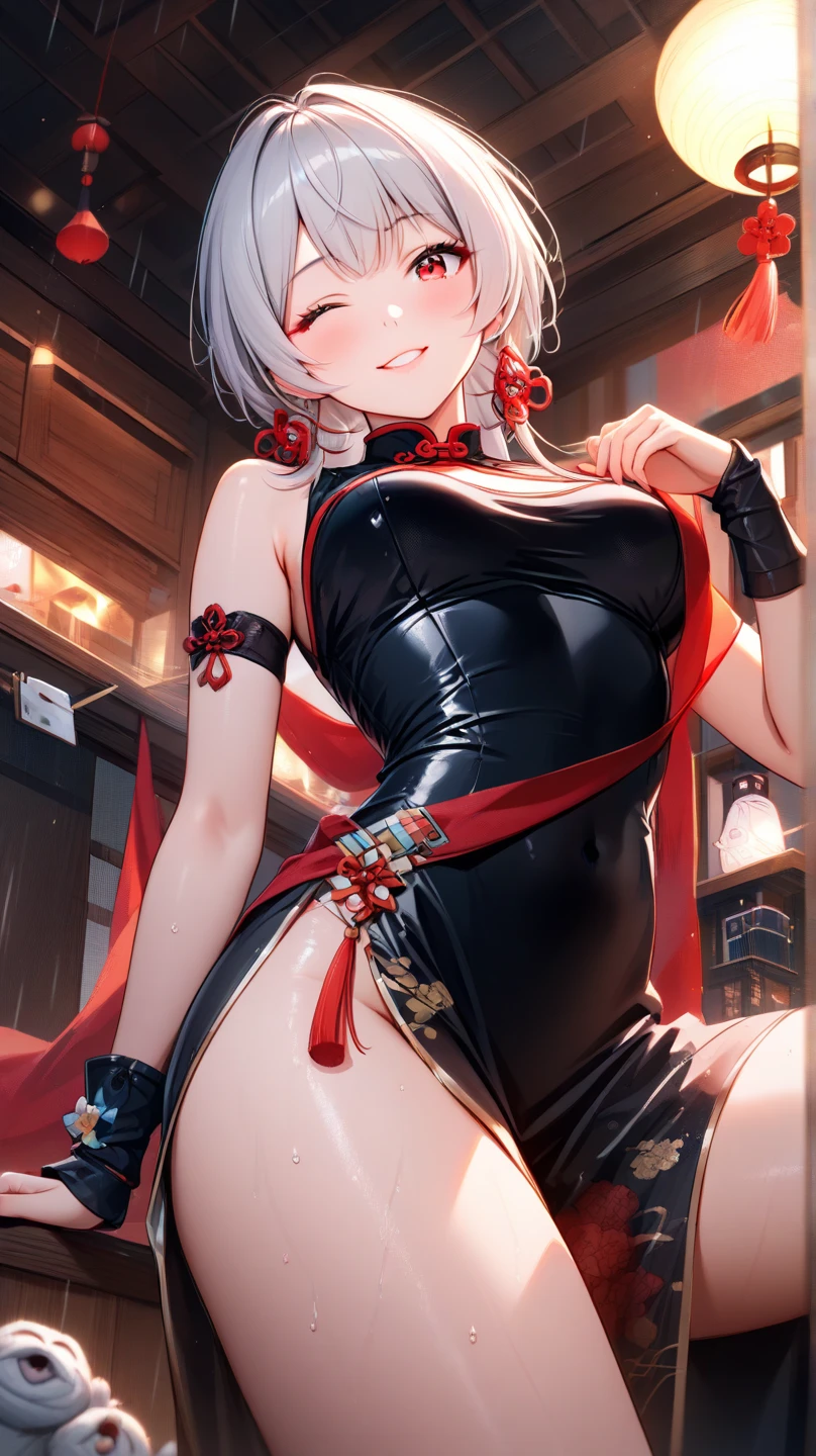 ((best quality)), ((masterpiece)), (detailed), (character focus、Breast Focus,whole body), Anime 2D Rendering, Realistic young anime women, Five fingers, Perfect face, Beautiful details, 1 girl, dissimilation, Tattoo, double, High Leg Raise, corruption, Heart-shaped pupils, Heart, Symbol-shaped pupil, blush, open mouth, pubic Tattoo, Focus only, collar, co在ered nipples, Smile,Jewelry, Magical girl, Dark Man, earrings, eternal, Long hair, Large Breasts, Comfort_thigh, Black over-the-knee stockings, 国家反corruption局,((best quality)), ((masterpiece)), (detailed), (character focus、Breast Focus,whole body), Realistic young anime women, Five fingers, Perfect face, Beautiful details, Beautiful Body, Beautiful breasts, Beautiful thigh, (Large Breasts)、(Long hair)、((Grin))、She turned her face and body toward the audience,美丽的脸庞和迷人的Smile,eternal、(masterpiece, best quality:1.2), National Anti-Corruption Bureau, Wrong Smile, Long hair, Rabbit ears, Bunny Girl, Long hair, Glowing Eye, Transparent black leather jacket,Short Mini Dress,(Ilyasviel von Einzbern),Red_Eye,Pink Hair,(French Braid),Bronze skin,Aheiyan