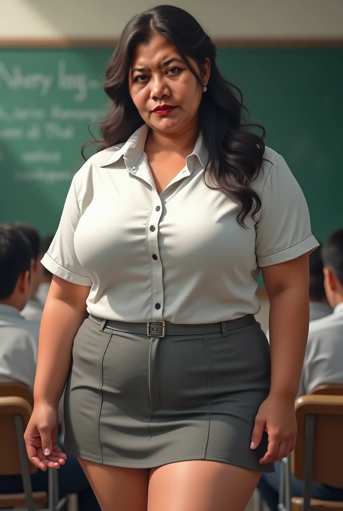 moda gorda, uma velhinha bonita, 70 anos, curvy body, Vestindo uma saia, vestindo blusa linda, Realista, Gordinho, intricado, hyper Realista, 8K, intricadoly detailed, cinematic, stunning Realista photography, rosto perfeitamente detalhado, altamente detalhado, vibrante, pele natural, Textura de pele real, octane rendering, cabelos longos grisalhos, cara feliz, It is, (in a clIt isroom), neckless, pulseiras, decote, usando um belo brazzer, vestindo um jaleco