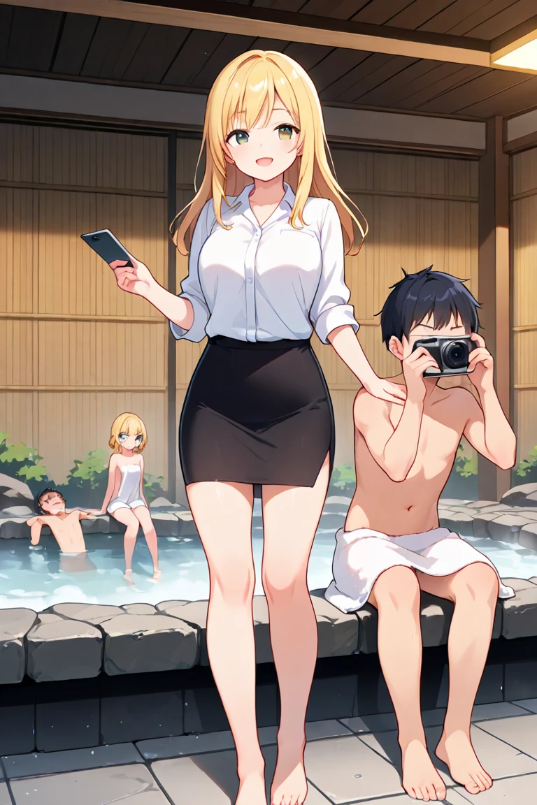 Nudist blonde lady squatting、A lot of close elementary school boys hugging each other、surround each other&#39;neck of、Laughter and joy、In the men&#39;s bath in Japan、Group Selfies、Intense curiosity and shame、Leaning forward、Recorded video、camera drone