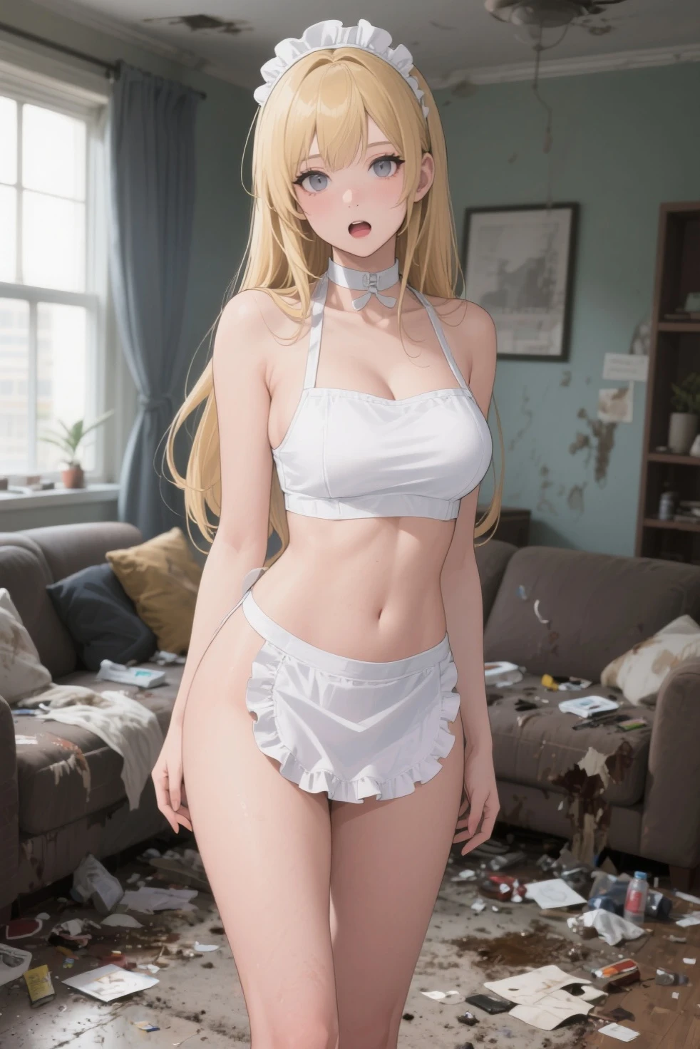 Kasumi Yoshizawa, Yoko Asagiri, Bikini Armor, Full Length Image, High Image Quality, Ponytail, Small Breasts, Bangs, Smooth Thighs, Patsun, Top Quality, Ultra High Definition, Fine Eyes, Slender Legs, Fine Beautiful Eyes, 8K, White Bikini, Protruding Ass, Blonde