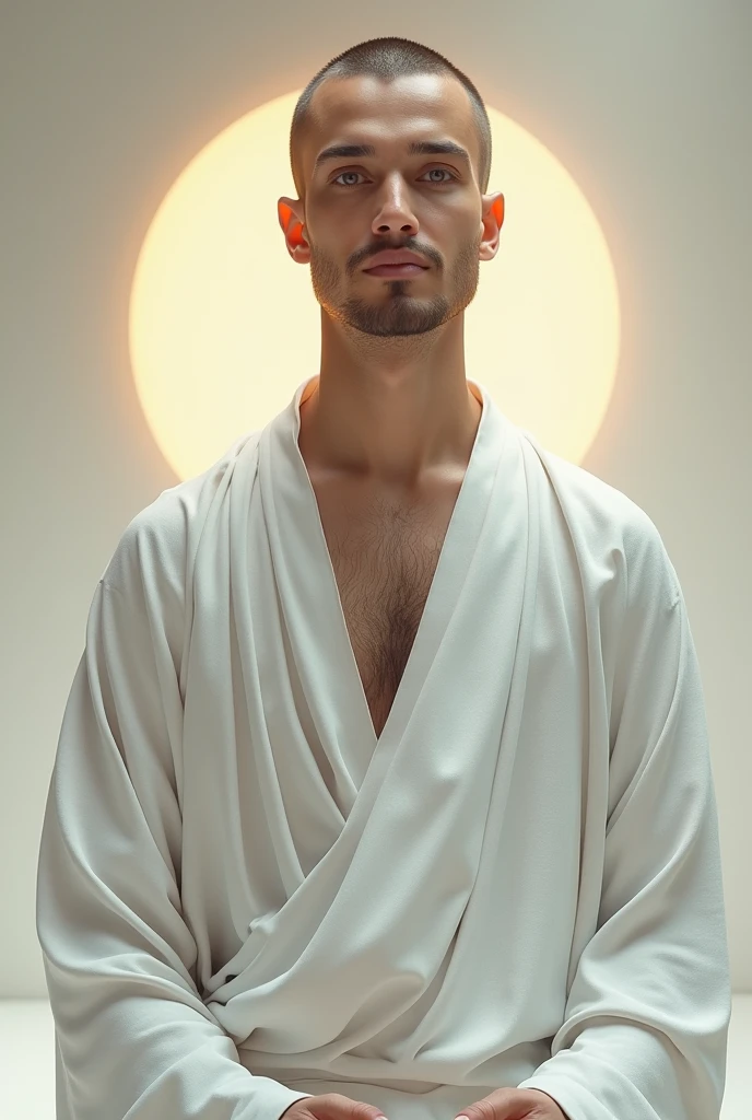 Western handsome man, Golden ratio, skinhead, ngồi thiền, muscle, shave, wear monk's robe