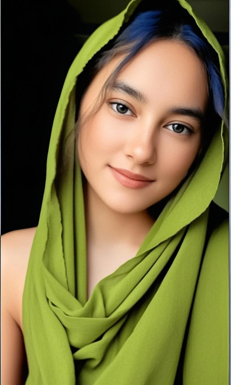 Muslim lady cartoon sit on hut