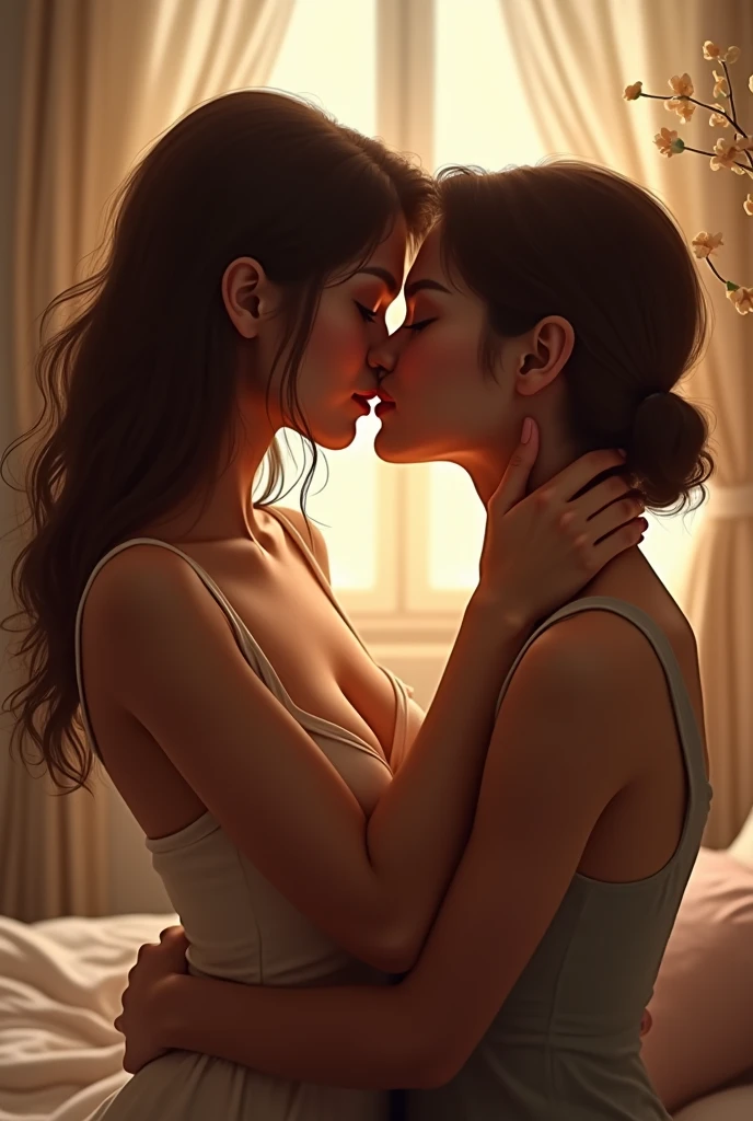 naked boy and naked girl, kissing