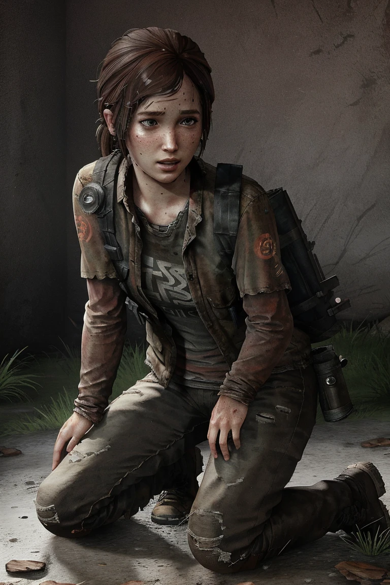 Постер игры The Last of Us part 2, Тема из игры the last of us part 2, man struck by Cordyceps, full body photographed, zombies, Woman in gray tattered shirt and long black torn skirt, dirty scraps of hair, Cordyceps grows from the left eye, Cordyceps grows from the left ear, the left side of the head and face is covered with Cordyceps, Sticky strands of hair hang down, Cinematic shot, Very dark dramatic blind lighting, The woman looks big and very angry, A woman looks like a zombie