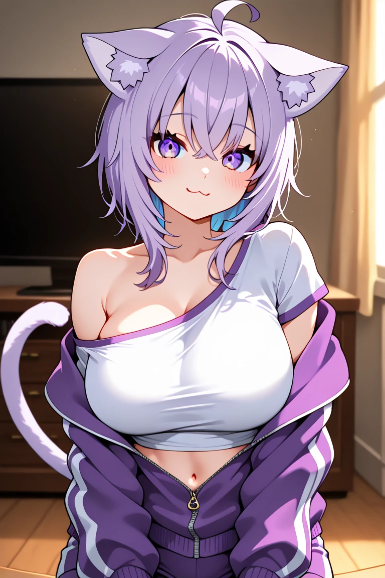 anime drawing of adult YshtolaRhulFF with white_hair and green_cat_eyes and white_cat_tail
high contrast, high saturation, <lora:epiNoiseoffset_v2:0.2>, 

wearing white shirt,
looking at viewer, 

<lora:YshtolaRhulFF:1>