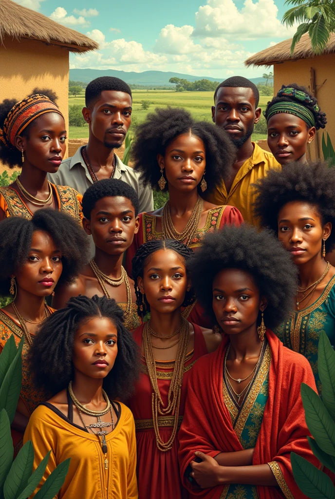 Create image of african men and women, all handsome and beutiful