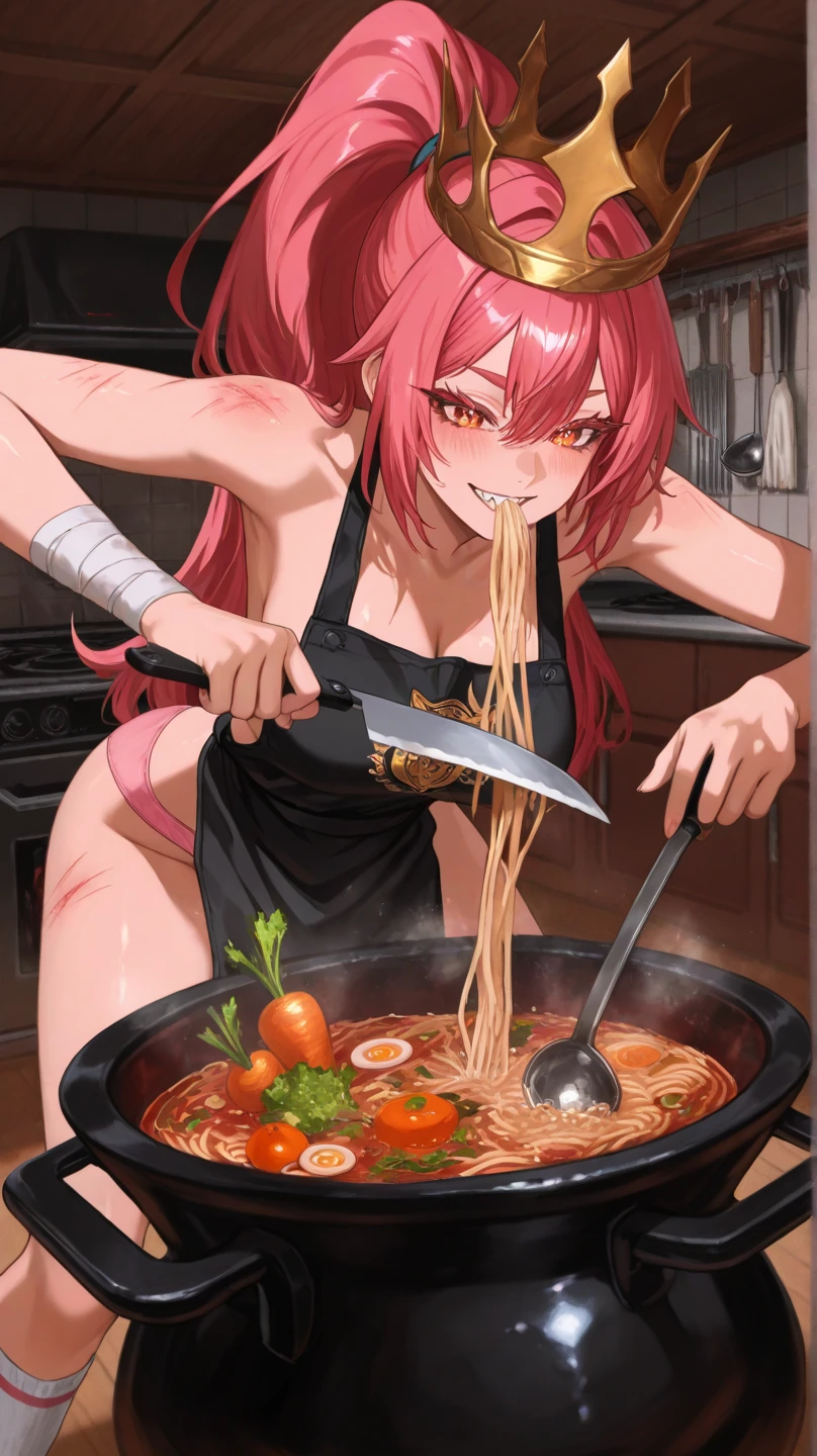 (Extreme complexity, multiple subjects)A giant octopus (panic ked, many tentacles, struggling) is on a sushi table. Its many tentacle are being restrained by many naked Japanese women (petite, assorted small breast sizes, varied height, varied weight, varied face face). the women are restraining the tentacles and using them for sex or caressing's their breasts with them. Very near the octopus's head a naked woman sushi chef is sharpening her blades and preparing vegetables.
