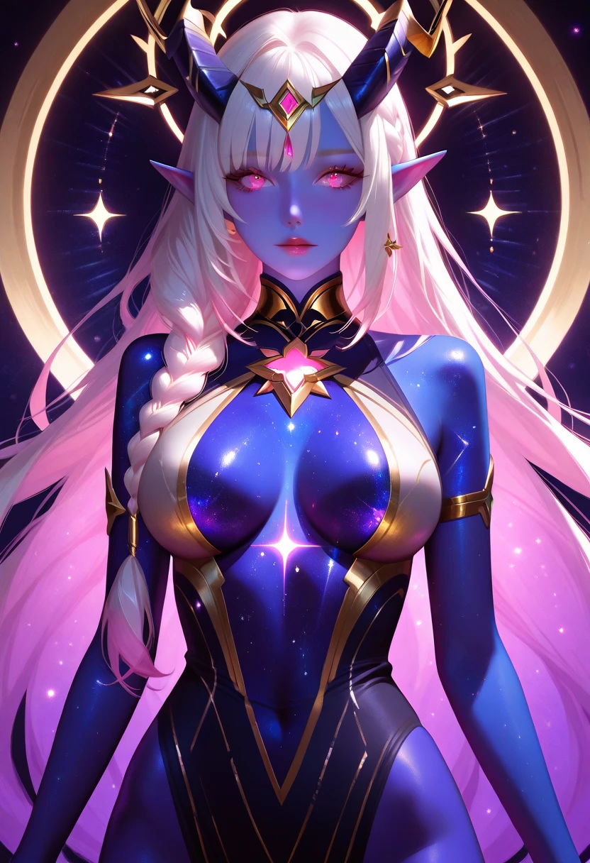 masterpiece portrait beautiful girl galactic goddess, glitter skin, action movie fighting posture, weightless floating hair shimmering, natural tear breasts: 0.8, bright eyes, hovering, holding the universe, ethereal, hallucination, powerful legs, creation, best quality, 2050, 8k, HDR, lut, accretion disk, nebula, supernova,