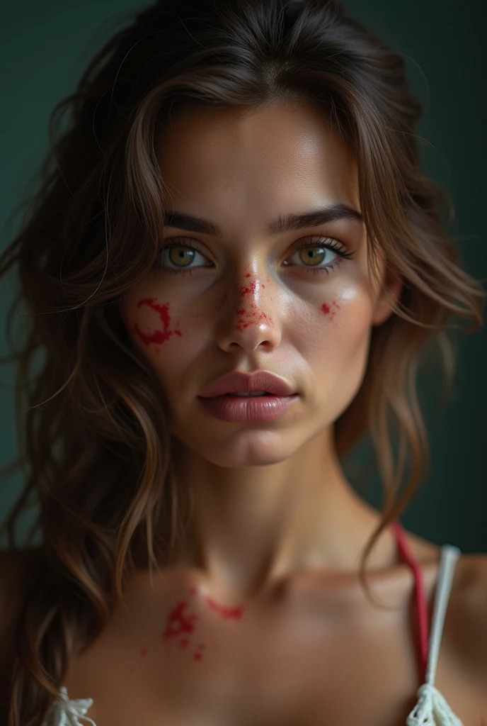 {{Teenage female, caucasian}}, looking at viewer, hazel eyes, extremely detailed, brown hair, pink clothes, bully, mean girl, tough girl, schoolgirl, bruises, scars, happy, best quality, high quality, bikini showing orgasm face 