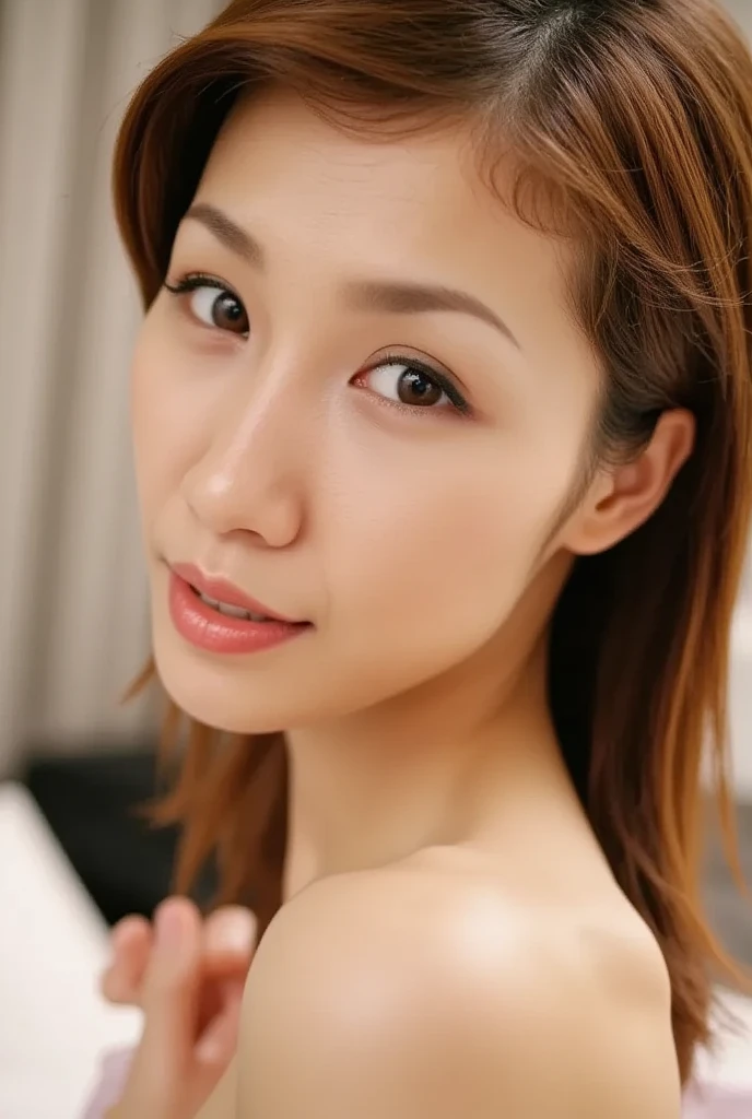 (Flower pattern kimono, Complex colors:1.4),
((highest quality, 8k, masterpiece: 1.3)), Perfect body beauty: 1.4, (Breast A cup:1.2), Small breasts, Round shaped breasts, Perfectly shaped breasts, Highly detailed face, Beautiful woman, (Dark brown shortcuts), Slim face, Highly detailed face and skin texture, Highly detailed lips, (Realistic:1.4),

((28 years old, A sexy, beautiful female announcer:1.2)),

((Luxury Resort Hotel, Lying on a white bed and posing seductively, Start taking off clothes, No bra, I can see your beautiful thighs:1.5)),
((Sexy atmosphere, Putting a penis between the breasts, hold out your lips, A sigh escapes, Disheveled Hair)),
((Please kiss my mouth, Please lick my nipples, Please have sex with me, Please bury your face in my thighs, Please strip me naked, I&#39;ll lick your dick with my mouth:1.4)),

((Dark room, lamp:1.2)),
((Raise your chin slightly)),  
((Squint your eyes)), 
((purse your lips:1.2)),
((Blushing:1.2)),
((Open your mouth a little to show your white teeth)), 
((Fluffy cleavage, Small breasts,Flat Chest:1.2)),

Narrow shoulders, Long, slender legs, Thin waist, 
Ultra-detailed skin, Glossy Skin, Ultra detailed face, Ultra detailed breasts, 
Ultra-detailed eyes, Slit eyes, Brown eyes, double eyelid, Beautiful thin eyebrows, Thin, long eyelashes, 
Ultra-detailed lips, Fuller lips, Glossy pink lips, Flushed Cheeks, White teeth, 
Beautiful actress&#39;s languid make-up, Pink lipstick, Smoky eyeshadow, Eye foundation, 
Dark Brown Hair, Delicate and soft hair, Hair blowing in the wind, 
(Elegantly putting your hair up, Medium Short Hair, ponytail:1.2), 
