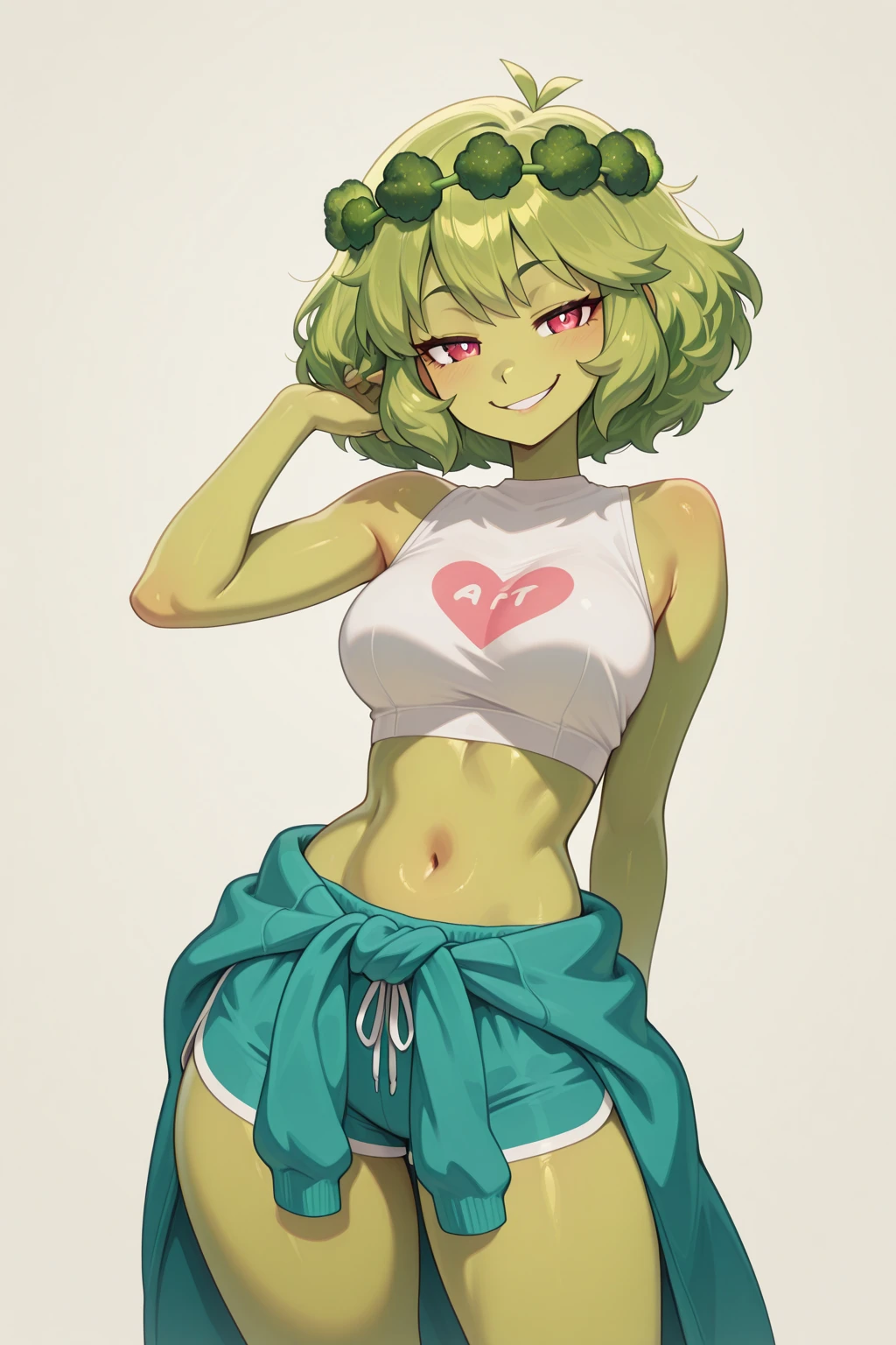 beautiful, masterpiece, <lora:steampunkEngis_wakfu_amalia:0.8>, 1woman, solo, smile, crop top, mini skirt,