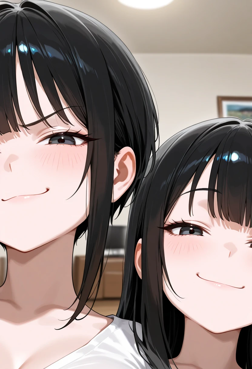 anime, best quality, (masterpiece:1.4), (high quality:1.4), sharp focus, <lora:hyperdenoiser_v090:0.5>, <lora:hyperrefiner_v090:0.5>, <lora:add_detail:0.3>, 4k, absurd resolution, detailed hands, <lora:sd15_lora_beta:0.4>, <lora:ETO_OC:0.3> ETO-OC, <lora:ETO_OCC006:0.7>, ETO_OCC, (curly hair:1.3), (long hair:1.1), (black hair:1.5), thick eyebrows, pale skin, (plump), 1girl, (hazel eyes:1.5), smiling, looking at viewer, mature female, smug, (seductive smile:1.4), (parted bangs:1.8), (round face:1.8), (round-chin:1.7), <lora:taremeEyes_v10:0.5>, (anime screencap:1.8) <lora:cumba_horizontal:1> (((before and after bukkake, excessive cum, absurdly excessive cum, messy-pov, semen)))
