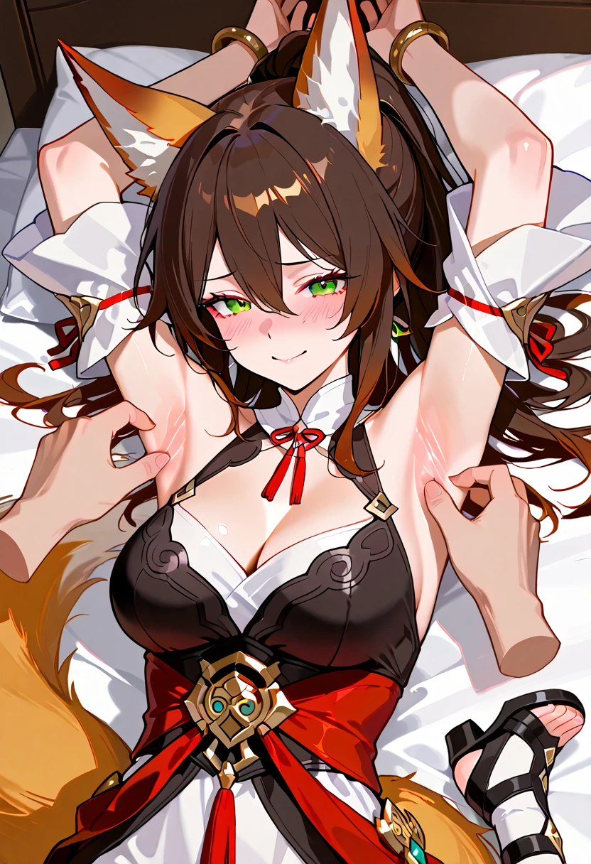 1woman, brown hair, gold eyes, wolf ears, wolf tail, bikini, standing on ground, high res, ultra sharp, 8K, masterpiece