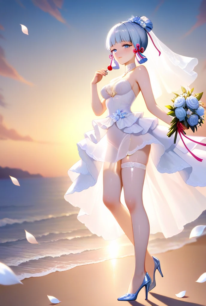 ((tanned adult woman), ((short purple hair, blue colored eyes,)), slender, beautiful smile, (( without wedding dress))(( with a wedding veil, perfect bouquet, sutiã sem alça branco com rendas e  White-panties tight na bunda e na buceta umida )) , red lipgloss stick, ((standing backwards, looking at the camera, showing the ass )) ((White-panties, tight, highlighting the ass and pussy)), on a sunny beach, Masterpiece artwork, high qualiy, background lighting )) 