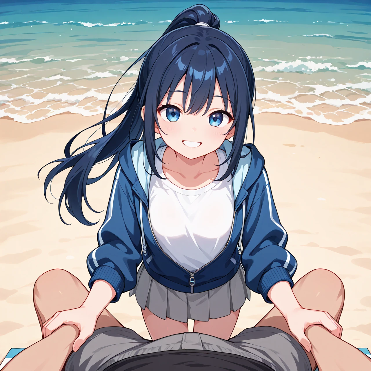 UHigh resolution, retina, masterpiece, Accurate, Anatomically correct, Textured skin, Very detailed, Attention to detail, high quality, Awards, 最high quality, High resolution, 1080P, High resolution, 4K, 8k, 16K、blue sea、Wide sky、deep sandy beach、Cute Girls、(((Completely naked:1.2)))、Sunburn mark、Lay a sheet on the beach、Rest in seat、Prominent pubic creases:1.2、In the heat, Place your fingertips between your legs:1.5,((((Big Breasts:-0.57))))、Beautiful pussy lines:1.5,(Penis insertion),(Penis insertion後に中出し),(Covered in semen),(完全にAccurate男性と女性の解剖学:1.4),(Tie both legs with a rope:1.3),((The cutest girl in the world:1.9)),((Ahe face with creampie,orgasm:1.3)),