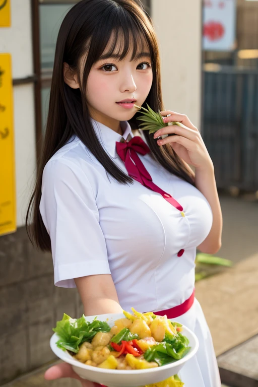 cute,  アイドルのようにcute16歳の高校生、High School Uniform、Nipples are visible、Young cute face、Very short、Smiling Kindly、High school suburban classes、High はCleavageが見えるデザイン、Small breasts、Cleavage、Forest Park、Dim lighting、whole body、RAW Photos、Genuine、Real、realism、Raw photo、High resolution、Life、No copyright notice