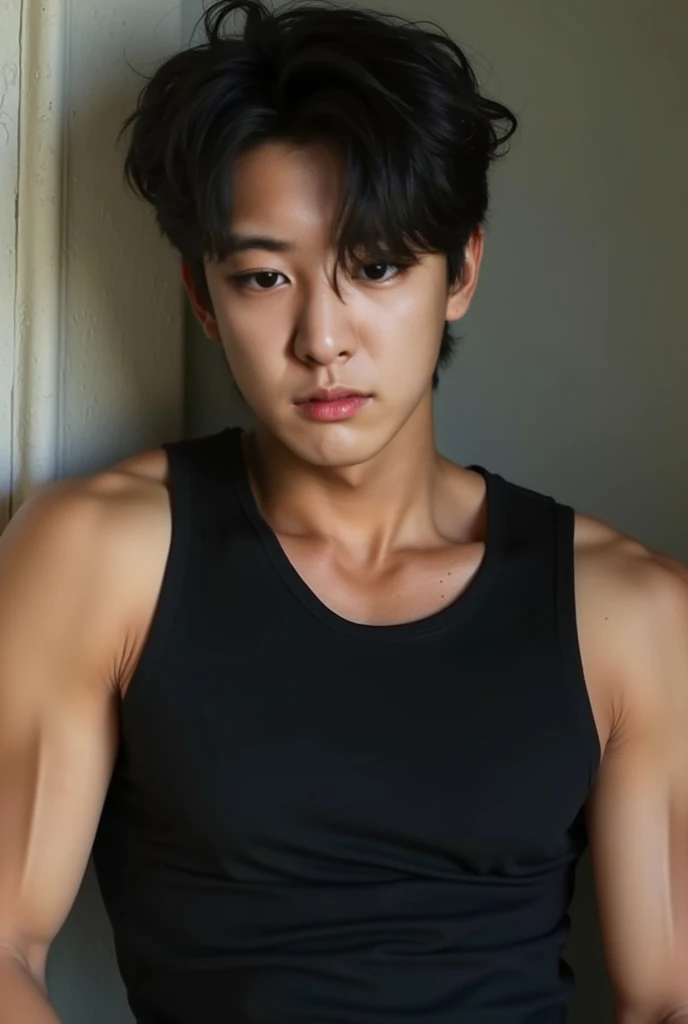 muscular boy's body，1boy，head portrait，black and white