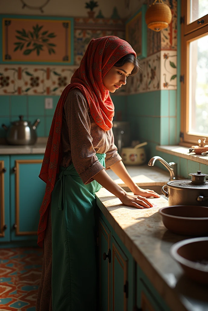 Somali girl sad cleini g dirt dishes
