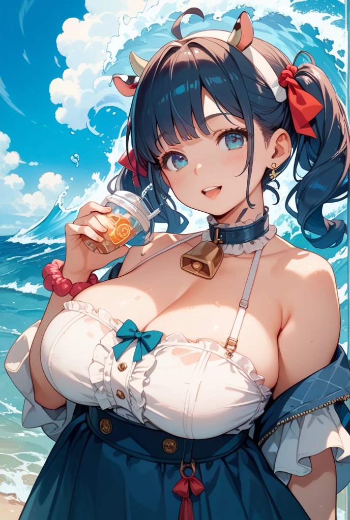 (tmasterpiece,best qualtiy:1.2),,huge tit,Blue and white striped bra,Sit Pose,opening legs,Tiny micro bikini,