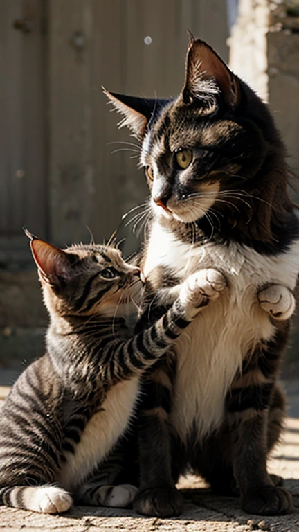 cat animals are in a fight