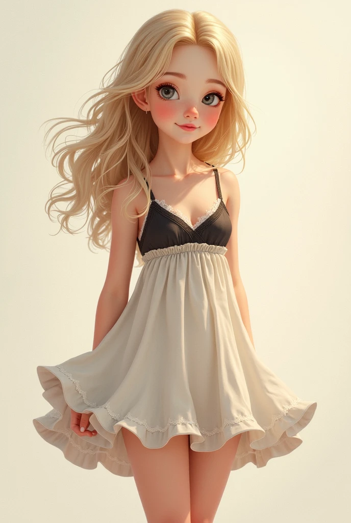 Blonde girl in black Mary janes
