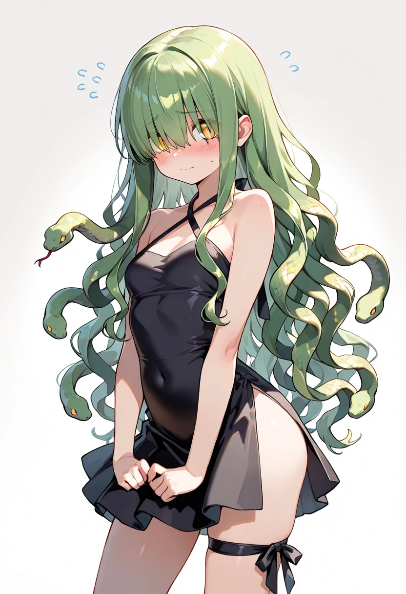 Masterpiece, Best Quality, anime girl with green curly hair wearing black outfit, fingerless gloves, pelvic curtain, tatsumaki from one punch man, tatsumaki, detailed face, detailed eyes, detailed body, Vomiting, Vomit, Puking