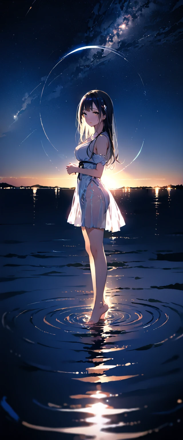 Asuna Yuuki, alta qualidade, garota,  women&#39;s underwear, roupas transparentes, noite, noite de chuva, em floresta  sombrio e sombrio, Distrair e mexer com