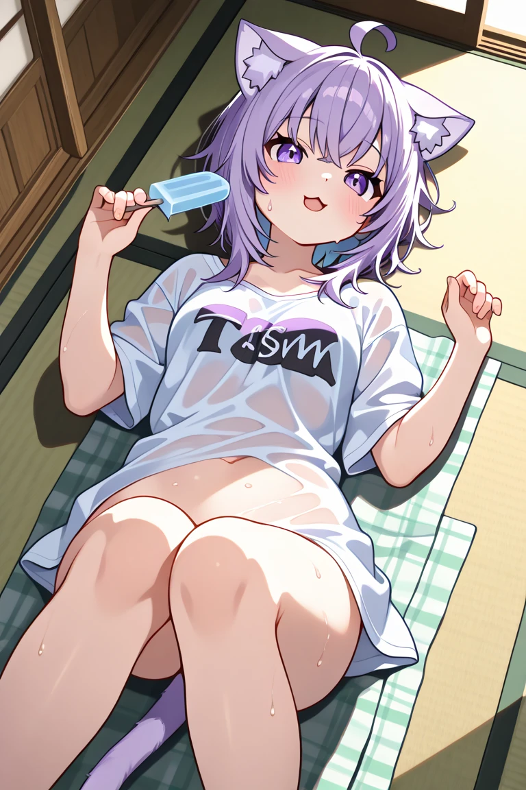 One girl,((Nozomi)),smile、Gentle expression,,(bathrobe:1.5),(bracelet:1.4),(crossed legs:1.4),(hands near face:1.5),(cleavage:0.4),(living room:1.4),(cream puff:1.5),(rose:1.3),(on the couch:1.4)、holding cream puff in hand,Green lace string panties,panty shot,looking viewer,from below,A complete depiction of the human body,masterpiece, Highest quality, Game CG, ultra detailed、highres、extremely detailed CG