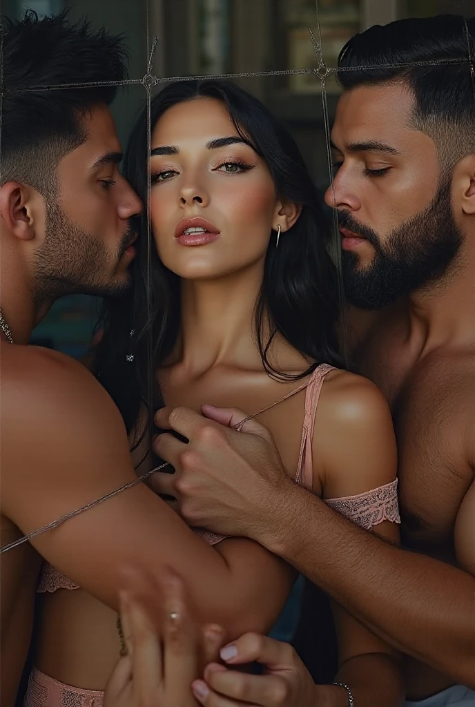 (Highest quality, masterpiece), Girls and guys, , (It gives me goosebumps:0.7), Beautiful Face, (eyeliner, lipstick:0.9), 4K, 8k, 超High resolution, High resolution, detailed background, background,barefoot,Girl steps on guy