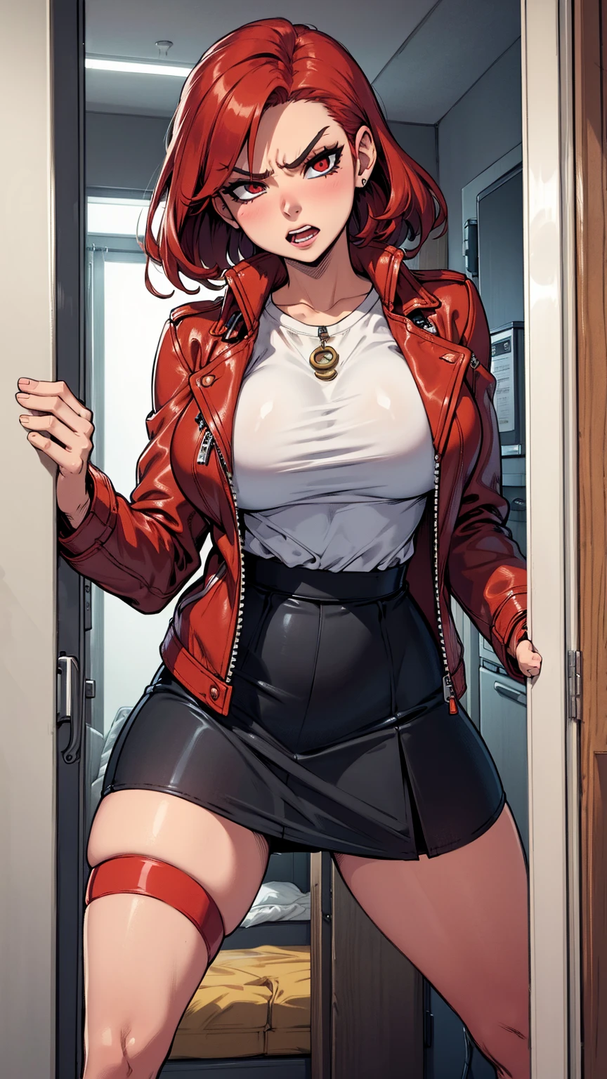 woman wearing only leather belts