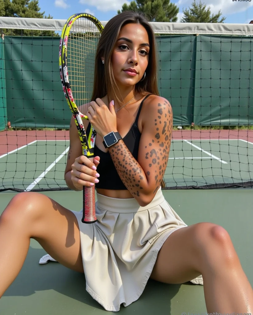 Give me names and logos for a tennis and tattoo shop 