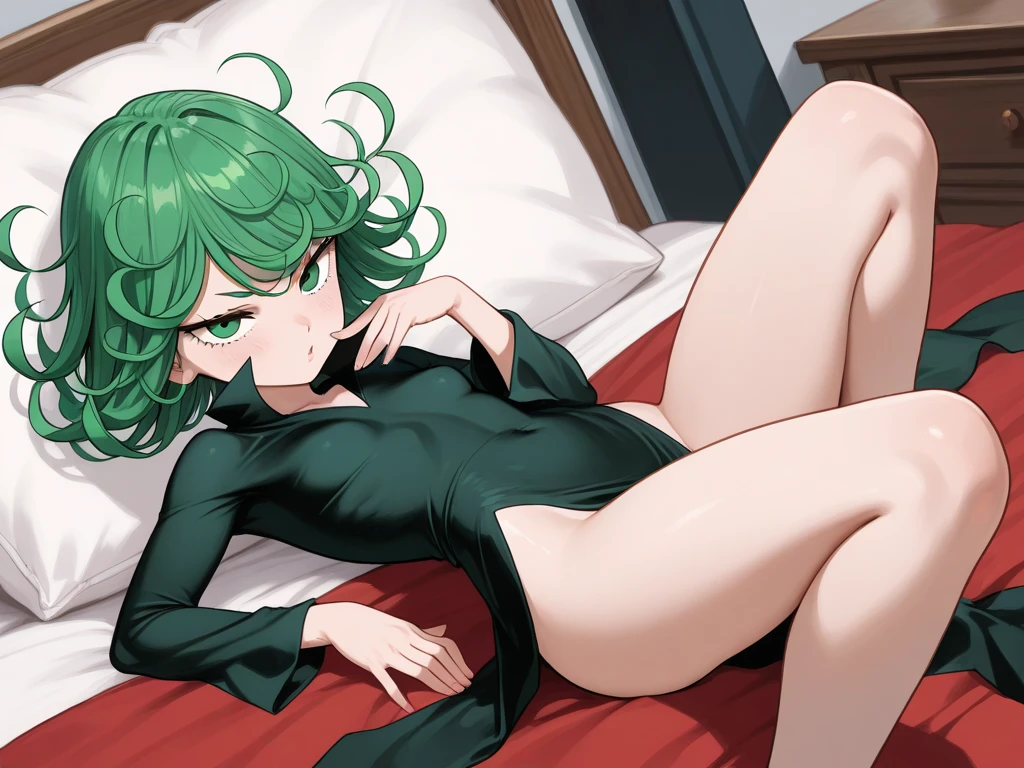 Tatsumaki(de one punch man) Naked in bed while a penis is being put in me