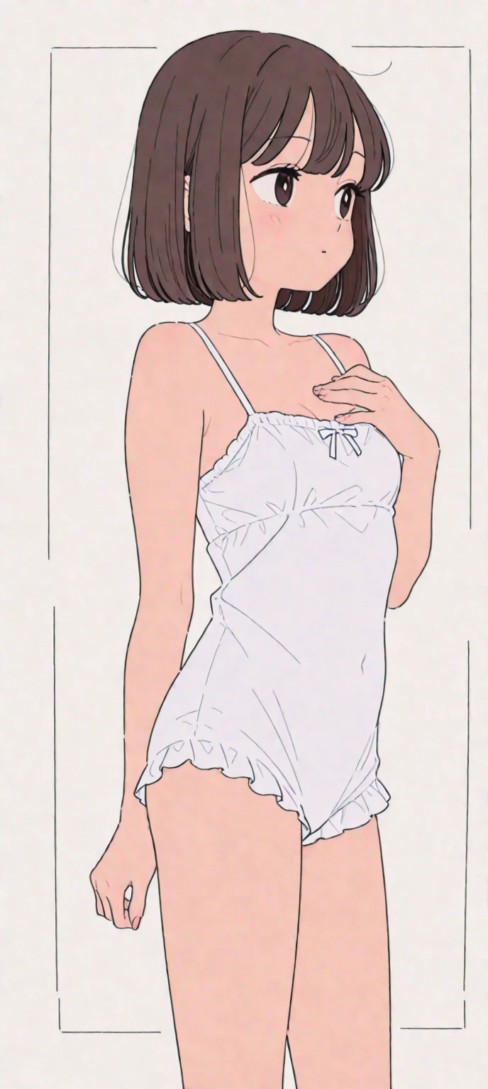 Detailed Background,Mucha style、Art Nouveau、Botanical Art,Flower Art,(masterpiece, Highest quality),Vi良いnt colors,colorful, Highest quality, Amazing details, Anatomically correct, Line art, Written boundary depth,Flat Shading,Bokeh, girl, Age 35, Plump、White bra、White panties, Expressive eyes、Perfect Face。 Black hair parted in the middle、short hair、Wide forehead。Spreading legs。Browsing Caution