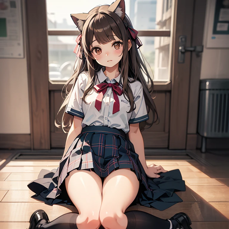 cat girl, open legs, student