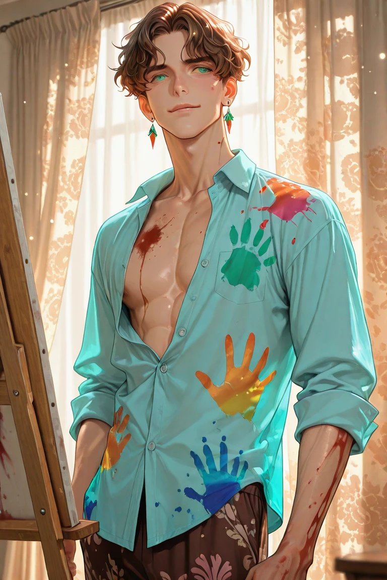 (masterpiece, top quality, best quality, official art, beautiful and aesthetic:1.2), boy, handsome, perfect details, highest detailed, (perfect face), glimmering eyes, shiny skin, HDR, extremely detailed surroundings, detailed background 