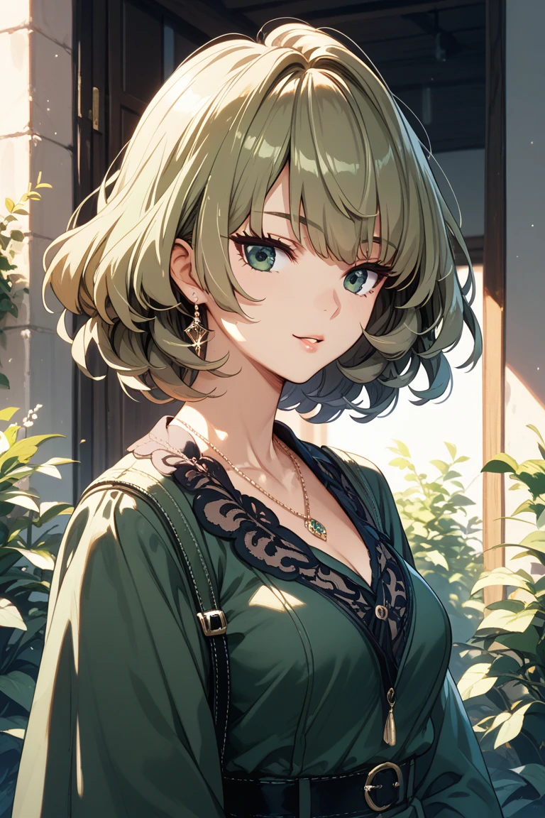 score_9, score_8_up, score_7_up, h3l3n, masterpiece, best quality, high quality, detailed clothes, detailed, rembrandt lighting, solo, (portrait),1girl,fubuki\(one punch man\),black hair,short hair,green eyes,taut clothes,big breasts,green dress,necklace,serious expression,arrogant look,arrogant expression,city ruins,masterpiece,extremely detailed CG unity 8k wallpaper, best quality,32k,focus sharp,