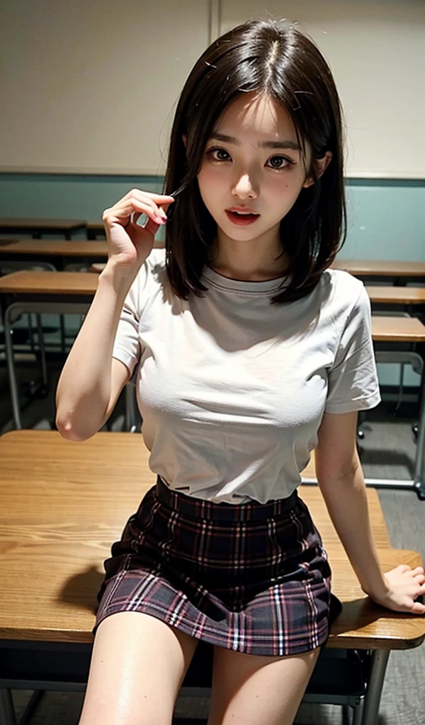 (masterpiece:1.3), (8k, Realistic, Raw photo, highest quality: 1.4), (Real Skin), Beautiful Skin, Charm, Ultra High Resolution, Small breasts:1.5、Smiling face:1.5、Beautiful OL:1.5、locker room:1.5、short hair:1.5、Wearing a jacket:1.5、blouse:1.5、Very large breasts:1.5、stand:1.5、Tight Skirt:1.5、Panty shot