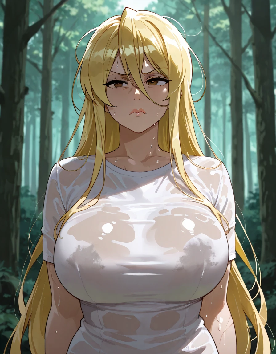 (masterpiece), (best quality), (detailed), light layer, 1 solo girl, young girl in the forest, Sexy sheer colonial dress, skinny body, blonde hair, clear , Well-defined clavicle, Surreal, lifelike, detailed, perky transparent nipples, wet clothes, ,bloated body, (((belly burps))), (burp emotions)