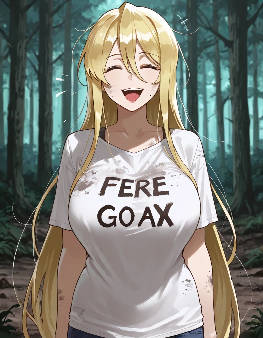 Monster girl , female, dragon horns , old ager , huge Breasts  , wearing t-shirt , manga Style 